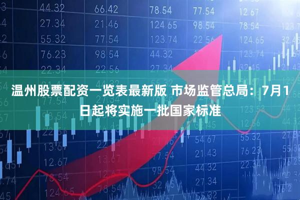 温州股票配资一览表最新版 市场监管总局：7月1日起将实施一批国家标准